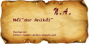 Nádor Anikó névjegykártya